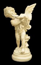 After Auguste Moreau (French 1834-1917) - 'Girl With Duck' a painted figural study sculpture after