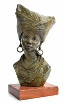 James Tandi - carved stone figural bust sculpture of an African tribal lady, possibly of the Shona
