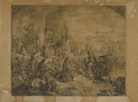 After Rembrandt Harmenszoon van Rijn (19th century) - "The Sermon of St. John the Baptist", black