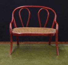 Thonet workshop bentwood and cane seat dolls settee, 14.5" wide, 9" deep, 14" high - ** a note