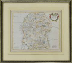 Robert Morden (c.1650-1703) - coloured engraved map of Wiltshire, 17" x 14", framed behind glass 25"