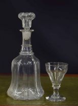 Victorian Newcastle type pillar moulded glass decanter and stopper, the hollow stopper with