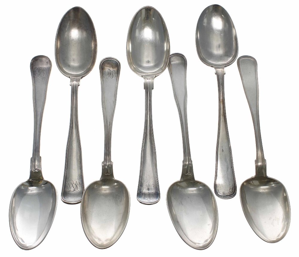 Pair of Peter Hertz Danish silver table spoons, bearing marks for Copenhagen and Assay marks for