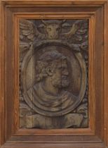 English School (18th/19th century) - Carved wooden relief depicting a bearded gentleman in profile