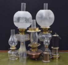Group of assorted oil lamps and lanterns