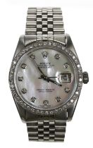 Rolex Oyster Perpetual Datejust stainless steel gentleman's wristwatch, reference no. 16014,