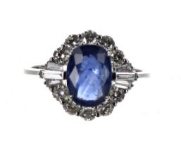 Good certificated 18ct white gold ring, set with an oval-cut sapphire