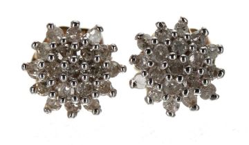 Pair of 9ct diamond cluster earrings, 6mm