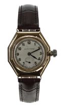 Rolex Oyster 9ct octagonal wire-lug gentleman's wristwatch, reference no. 2136, serial number 377xx,
