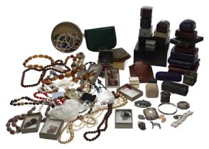 Collection of assorted costume jewellery, silver and plated items; also a box of antique and later