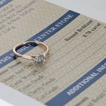 Certificated 18ct white and rose gold solitaire diamond solitaire diamond ring,