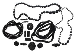 Selection of assorted jet jewellery