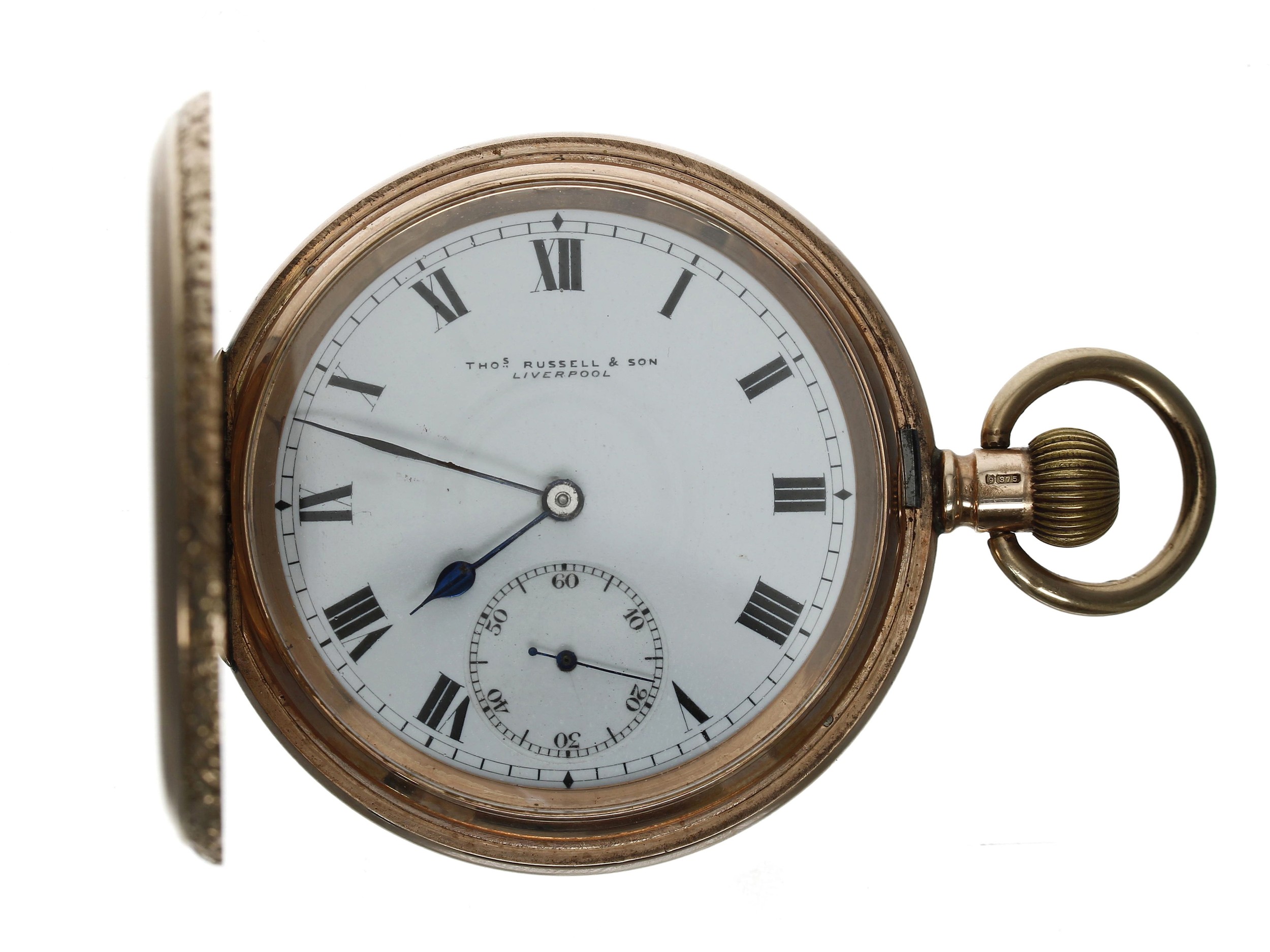 Clean 9ct full hunter pocket watch by Thomas Russell & Son, Liverpool, Chester 1915, signed lever - Image 2 of 5