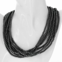 Tiffany & Co Hematite Torsade eight-strand bead necklace, with a silver toggle clasp, 169.5gm, 17.5"