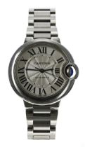 Cartier Ballon Bleu automatic lady's stainless steel wristwatch, reference no.3489, serial no.