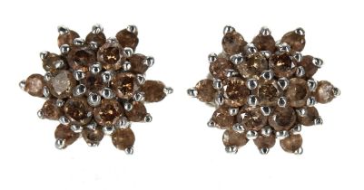 Pair of 9ct diamond cluster earrings, 8mm