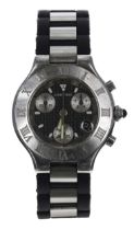 Cartier Chronoscaph 21 stainless steel gentleman's wristwatch, reference no. 2424, serial no.