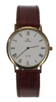Omega De Ville Quartz gold plated and stainless steel gentleman's wristwatch, silvered patterned