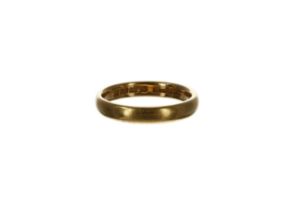 22ct yellow gold wedding band ring, 5.6gm, width 3.5mm, ring size O/P