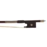 Early 20th century German nickel mounted violin bow, 61gm