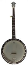 Gretsch Broadkaster Supreme five string banjo, with banded sunburst resonator, geometric mother of