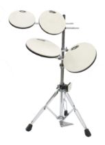 Smart Practice DW workshop drum kit, upon an adjustable chrome stand