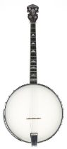 Gold Tone open back tenor banjo, bearing the maker's oval label inside the pot wall inscribed