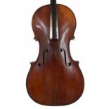 Late 19th century Mittenwald violoncello in need of restoration, 29 3/4", 75.60cm