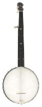 Good six string fretless banjo by and stamped W.E. Temlett Maker, London, The Clifton Model Special,