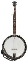 Grafton Gold Star five string banjo, bearing the maker's trademark label fixed to the inside pot