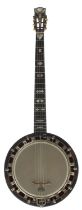 The Cammeyer Vibrante five string banjo, with satinwood and burr wood banded resonator, fine