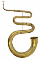 Interesting and very rare large serpent made of brass, with two brass keys and mouthpiece (fully