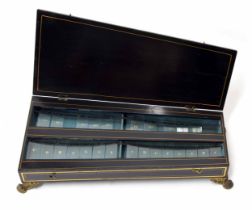 Fine English xylophone circa 1800, with tuned clear glass bars, the case decorated in the