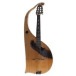 Interesting rare harp guitar by and stamped A. Monzino, Arlandini, Milano; also stamped Monzino
