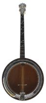 Paramount Style A tenor banjo, bearing the maker's trademark rectangular plaque screwed to the