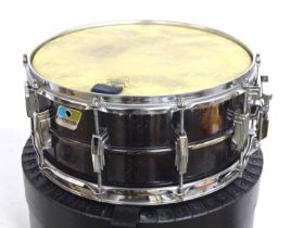 1970s Ludwig 14" ten lug snare drum, blue and olive badge, ser. no. 2204831, with case (outer
