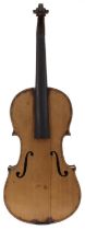 English violin by and labelled J. Rathbone, March 1953, 14 1/8", 35.90cm; also a German violin