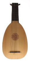 Good modern English Tieffenbrucker lute by and labelled Alan clark, Blythe bridge,1978, with eleven