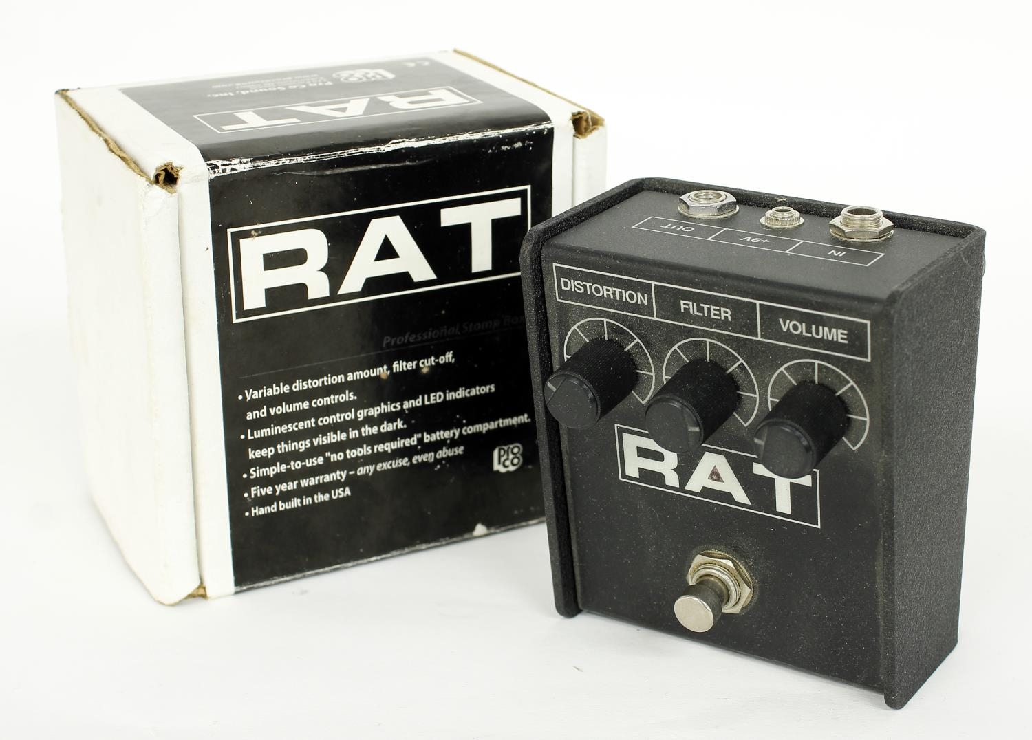Pro Co Rat guitar pedal, made in USA, boxed *Please note: Gardiner Houlgate do not guarantee the