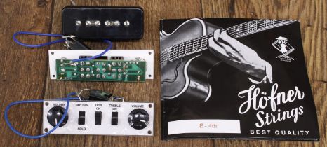 Japanese P90 type guitar pickup, probably Maxon; together with two contemporary Hofner electronic