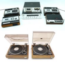 Two Sony 5520 stereo turntable systems (both with cracked lids); together with Five stereo