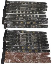 Eighteen various new and packaged leather decorative guitar straps (18)