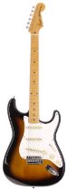 Good quality S type Partscaster electric guitar comprising JV Squier and other parts; Body: two-tone