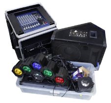 Selection of PA and lighting equipment to include a Yamaha MG12/4 mixing console, VXA-1200