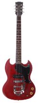 Ray Majors - SG Junior Type electric guitar, with later fitted vibrato tailpiece, modified pickguard