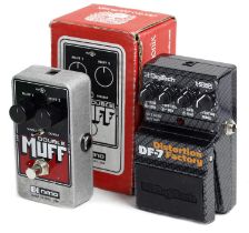 Electro Harmonix Nano Double Muff guitar pedal, boxed; together with a DigiTech DF-7 Distortion