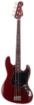 Fender Aerodyne Jazz Bass guitar, made in Japan (1995-1996); Body: wine red metallic, large