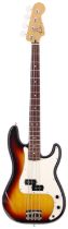 2010 Fender Standard Precision Bass guitar, made in Mexico; Body: three-tone sunburst finish, a
