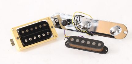 Ray Majors - Schecter USA single coil guitar pickup; together with an unknown humbucker guitar