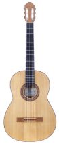 José Ramirez Estudio Flamenco type guitar; Back and sides: cypress, repaired split to end rib,